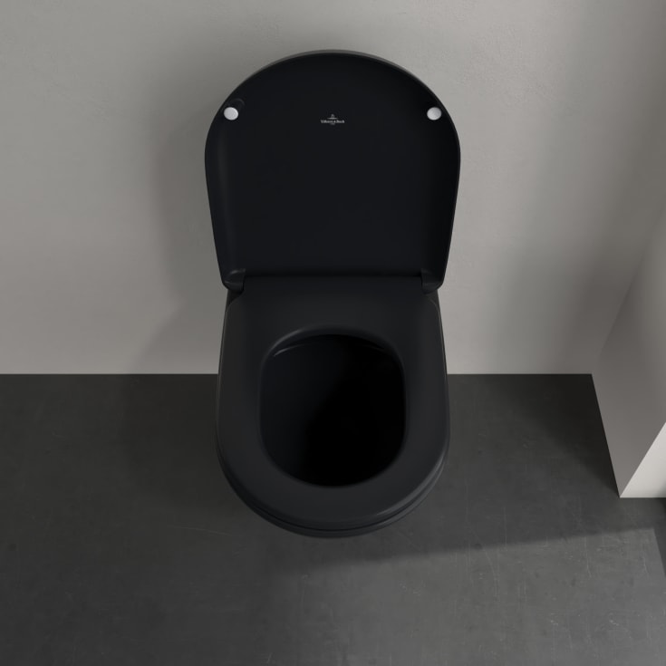 Villeroy & Boch Antao vegghengt toalett, uten skyllekant, CeramicPlus, sort matt