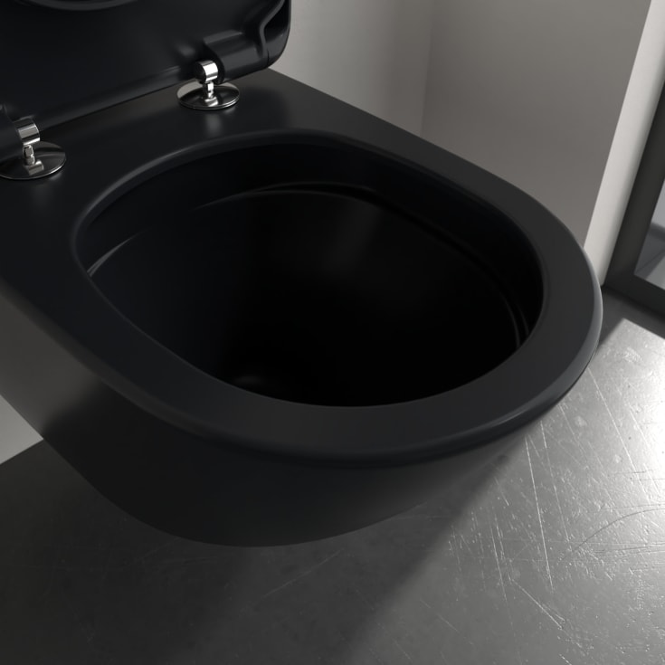 Villeroy & Boch Antao vegghengt toalett, uten skyllekant, CeramicPlus, sort matt