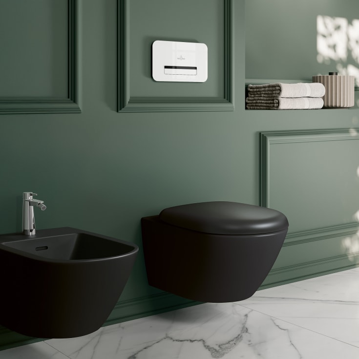 Villeroy & Boch Antao vegghengt toalett, uten skyllekant, CeramicPlus, sort matt