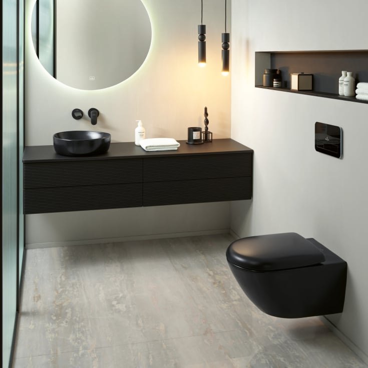 Villeroy & Boch Antao vegghengt toalett, uten skyllekant, CeramicPlus, sort matt