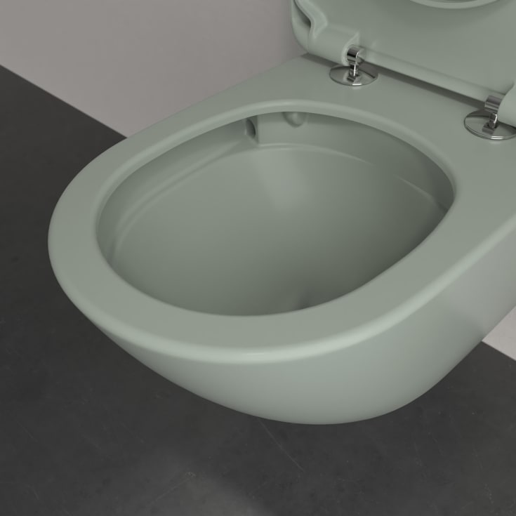 Villeroy & Boch Antao væghængt toilet, uden skyllekant, rengøringsvenlig, mat grøn
