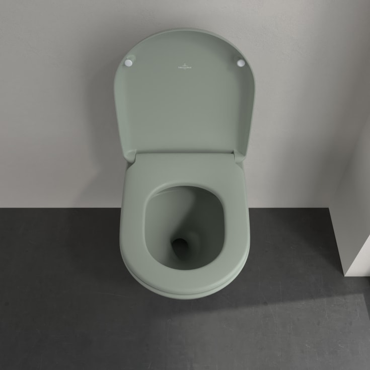 Villeroy & Boch Antao væghængt toilet, uden skyllekant, rengøringsvenlig, mat grøn