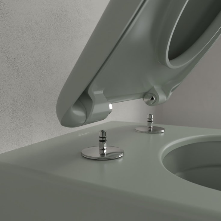 Villeroy & Boch Antao væghængt toilet, uden skyllekant, rengøringsvenlig, mat grøn