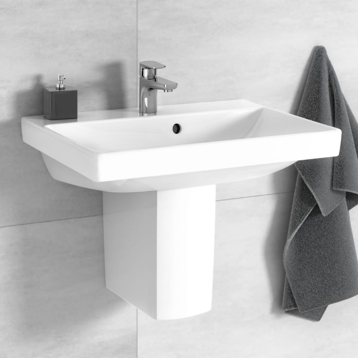 Villeroy & Boch Avento Compact vegghengt servant, overløp, 55x37 cm, hvit