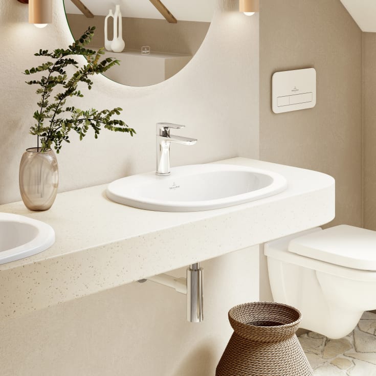 Villeroy & Boch O.novo nedfellingsservant, overløp, 56,4x40,5 cm, hvit