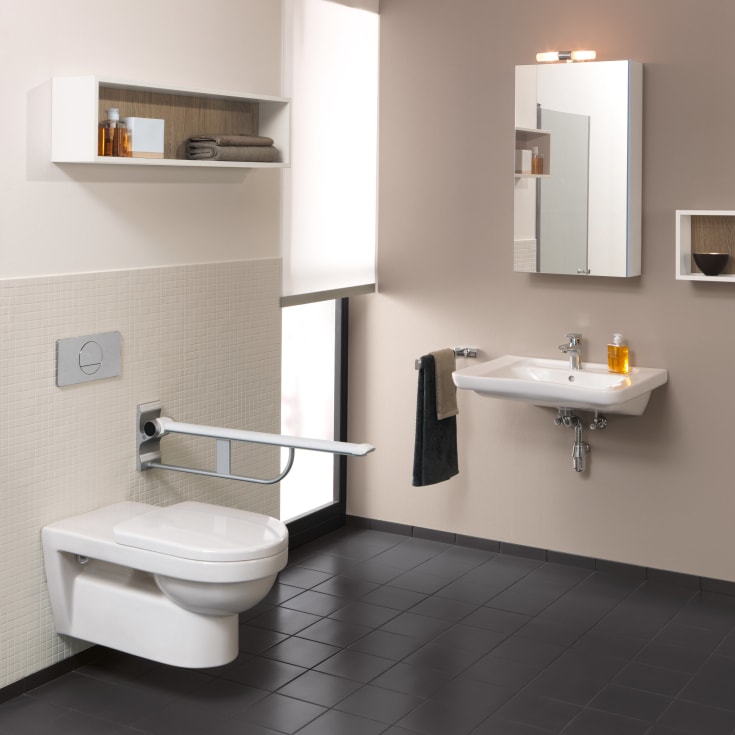 Villeroy & Boch ViCare vegghengt servant, overløp, 65x55 cm, hvit