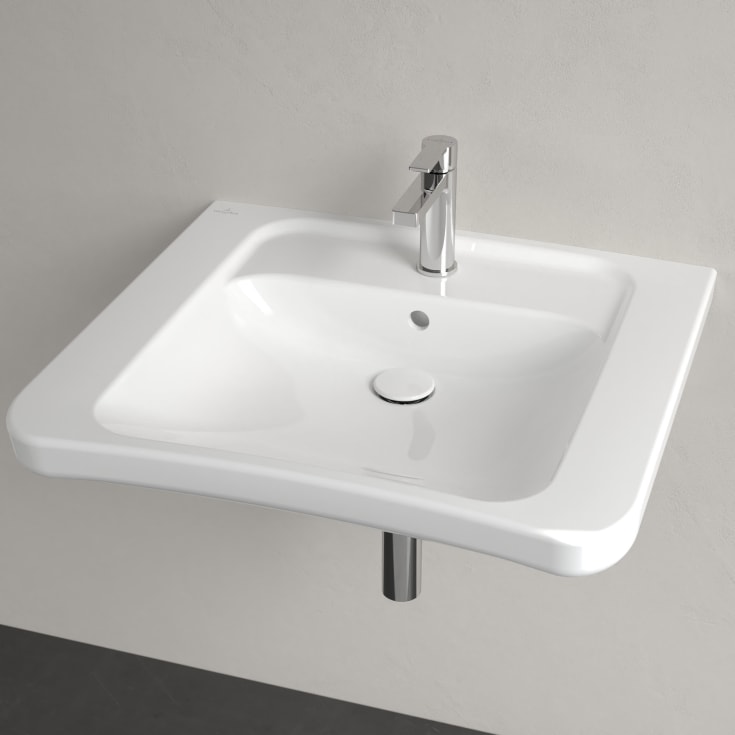 Villeroy & Boch ViCare vegghengt servant, overløp, 65x55 cm, hvit