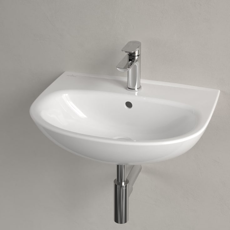 Villeroy & Boch O.novo vegghengt servant, overløp, 55x44 cm, hvit