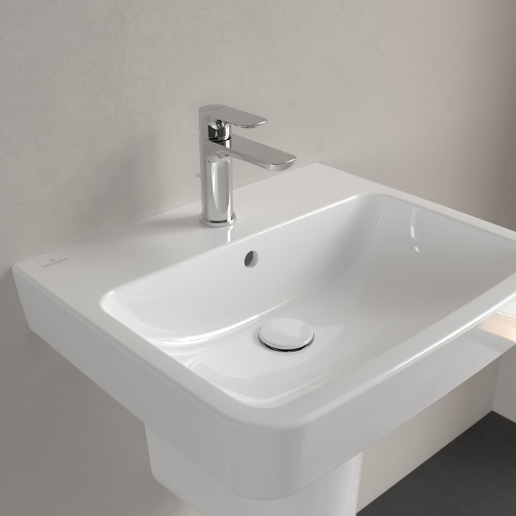 Villeroy & Boch O.novo vegghengt servant, overløp, 55x46 cm, hvit