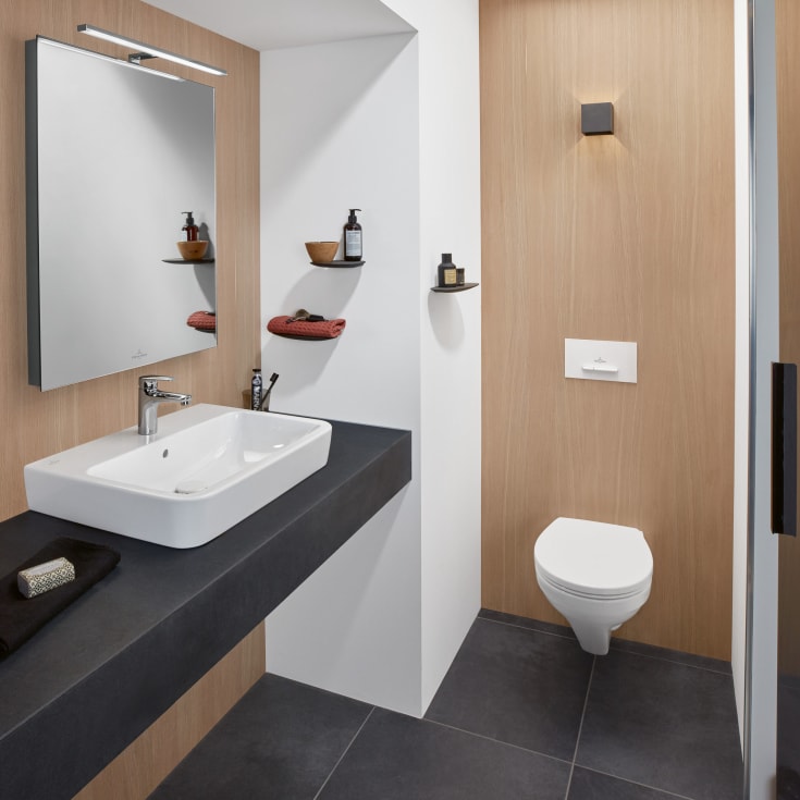 Villeroy & Boch O.novo vegghengt servant, overløp, 60x46 cm, hvit
