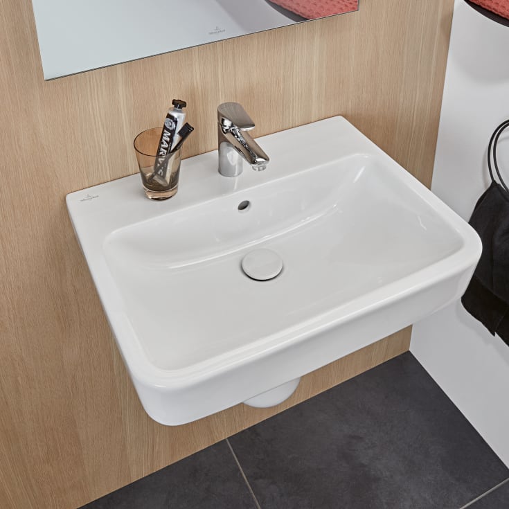 Villeroy & Boch O.novo vegghengt servant, overløp, 60x46 cm, hvit