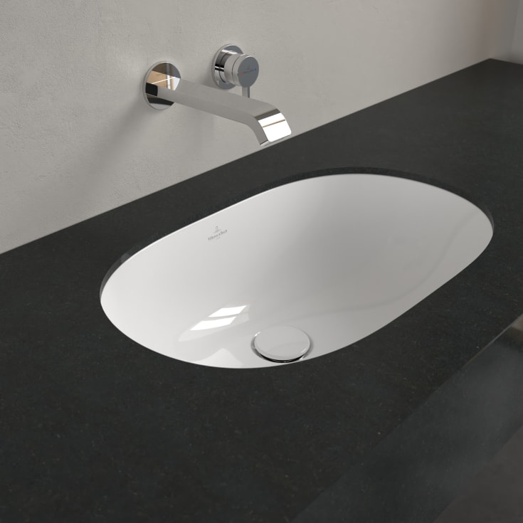 Villeroy & Boch O.novo underlimt servant, overløp, CeramicPlus, 58,5x58,5 cm, hvit