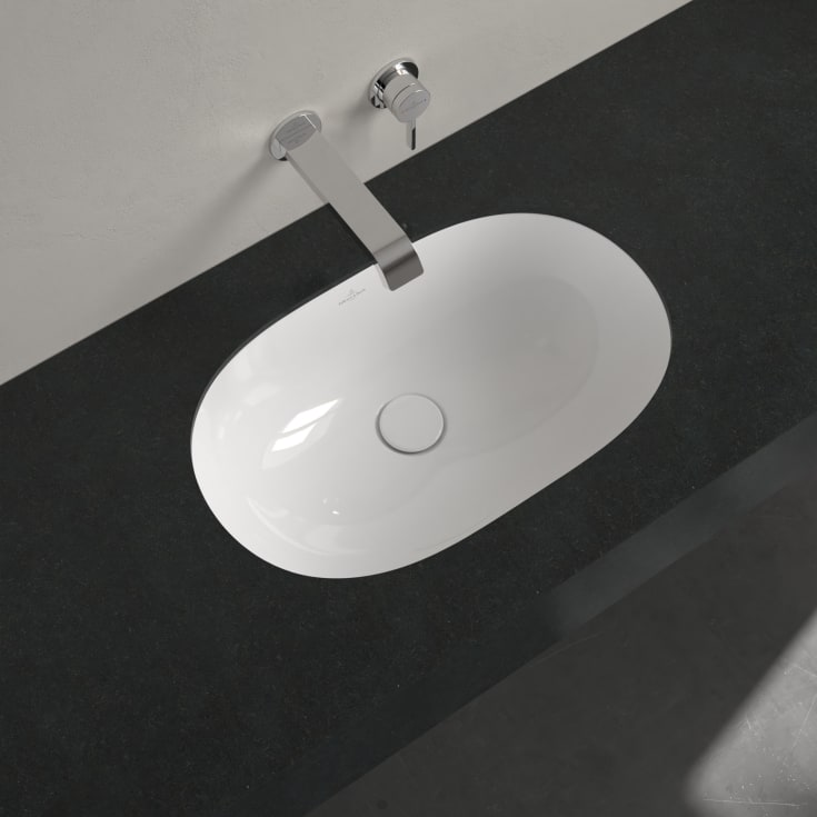 Villeroy & Boch O.novo underlimt servant, overløp, CeramicPlus, 58,5x58,5 cm, hvit