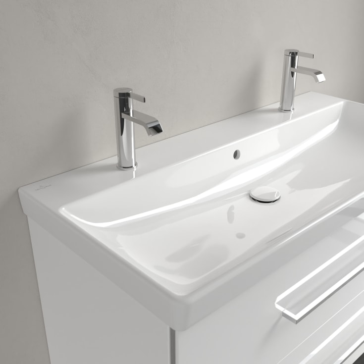 Villeroy & Boch Avento møbelservant, overløp, 2 kranhull, 100x47 cm, hvit