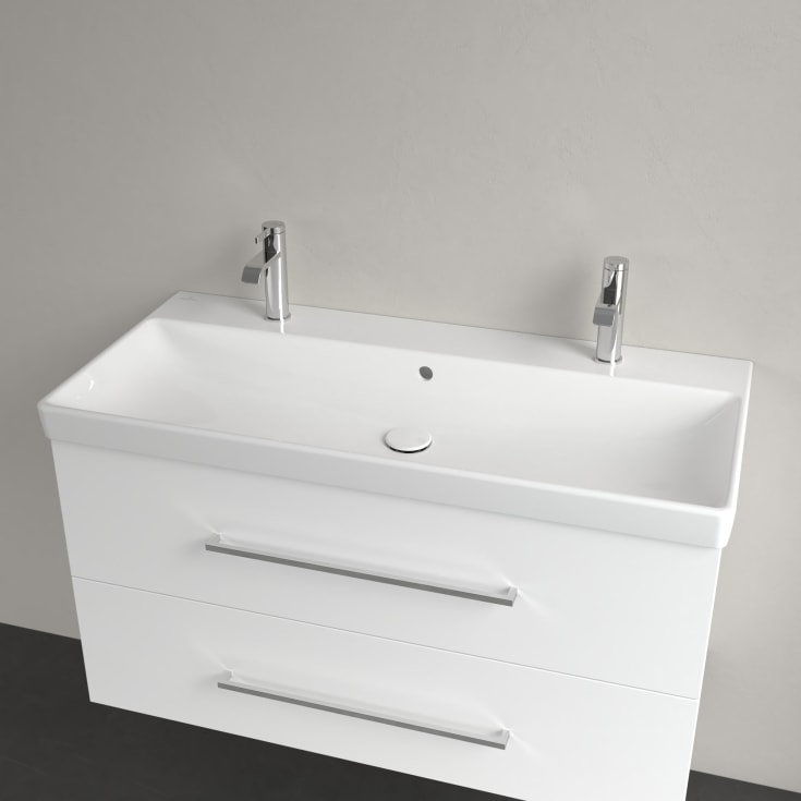 Villeroy & Boch Avento møbelservant, overløp, 2 kranhull, 100x47 cm, hvit
