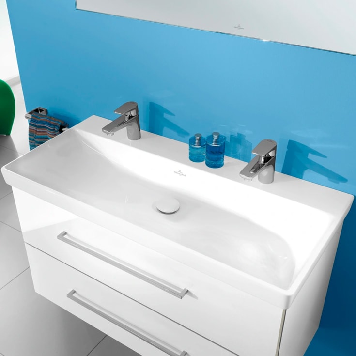 Villeroy & Boch Avento møbelservant, overløp, 2 kranhull, 100x47 cm, hvit