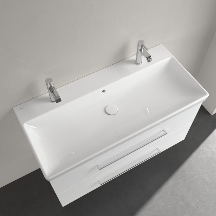 Villeroy & Boch Avento møbelservant, overløp, 2 kranhull, 100x47 cm, hvit