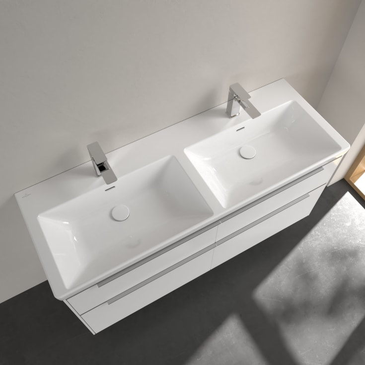 Villeroy & Boch Subway 3.0 møbelservant, overløp, dobbel, 130x47 cm, hvit