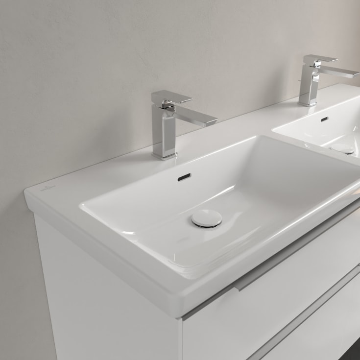 Villeroy & Boch Subway 3.0 møbelservant, overløp, dobbel, 130x47 cm, hvit