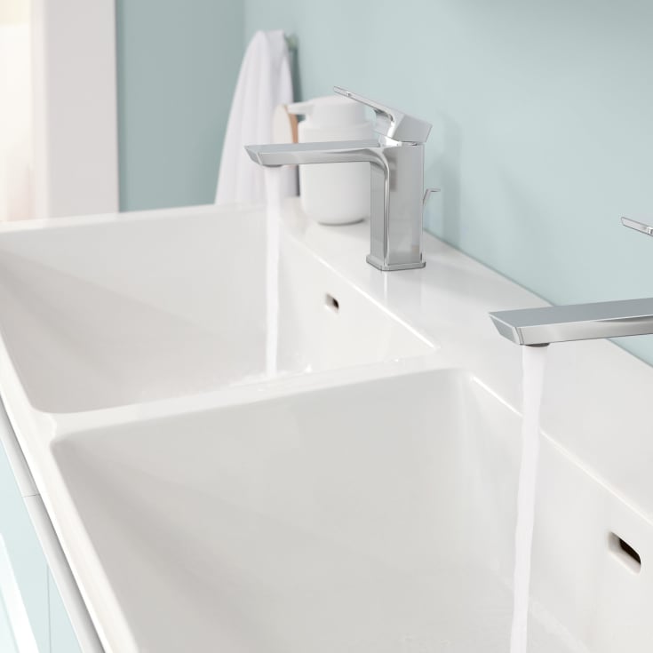 Villeroy & Boch Subway 3.0 møbelservant, overløp, dobbel, 130x47 cm, hvit