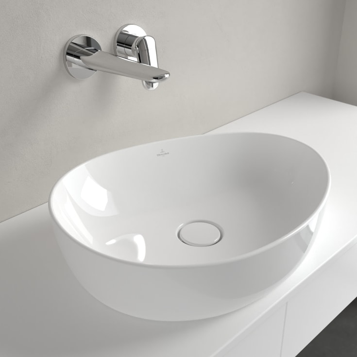 Villeroy & Boch Antao toppmontert servant, bunnventil, CeramicPlus, 51x40 cm, hvit