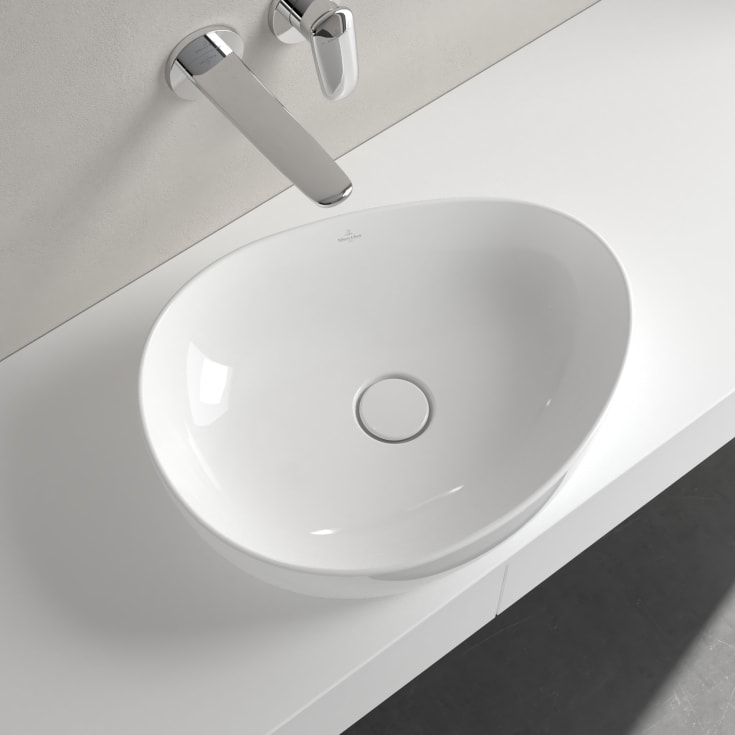 Villeroy & Boch Antao toppmontert servant, bunnventil, CeramicPlus, 51x40 cm, hvit