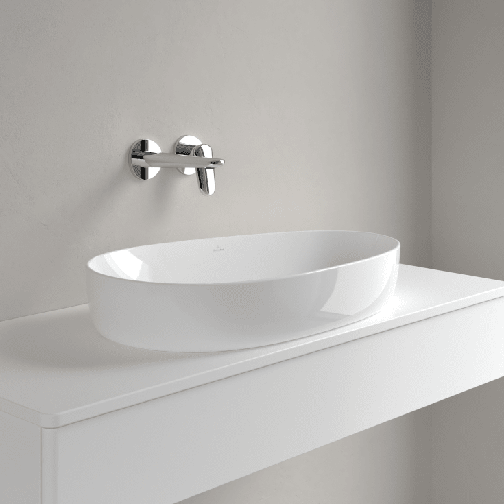 Villeroy & Boch Antao toppmontert servant, bunnventil, CeramicPlus, 65x40 cm, hvit