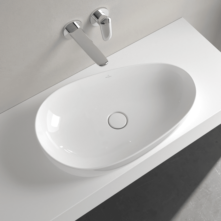 Villeroy & Boch Antao toppmontert servant, bunnventil, CeramicPlus, 65x40 cm, hvit