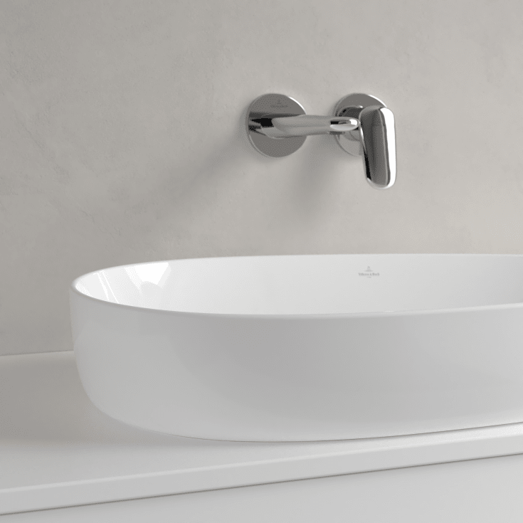 Villeroy & Boch Antao toppmontert servant, bunnventil, CeramicPlus, 65x40 cm, hvit