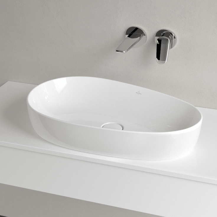 Villeroy & Boch Antao toppmontert servant, bunnventil, CeramicPlus, 65x40 cm, hvit
