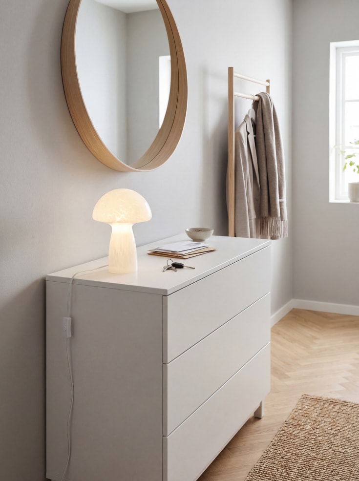 Aneta Lighting Mushi bordlampe, hvid, H21 cm