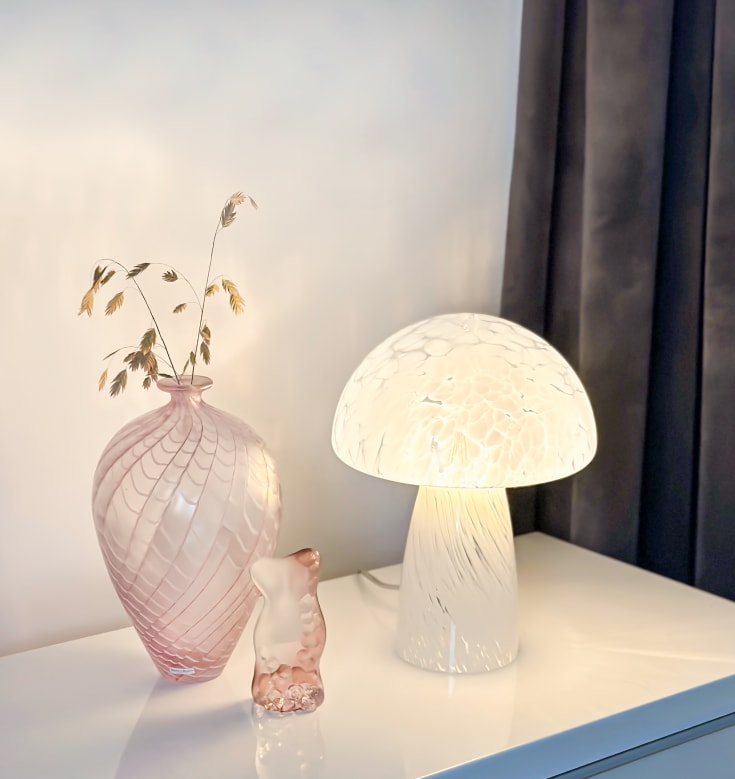 Aneta Lighting Mushi bordlampe, hvid, H29 cm