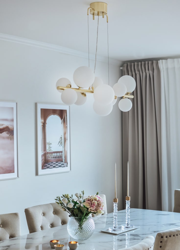 Aneta Lighting Molekyl pendellampa, mässing/vit