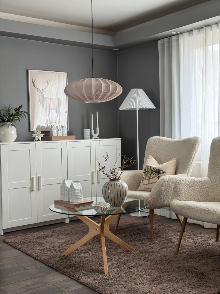 Aneta Lighting Mamsell pendellampa, grå, Ø45 cm