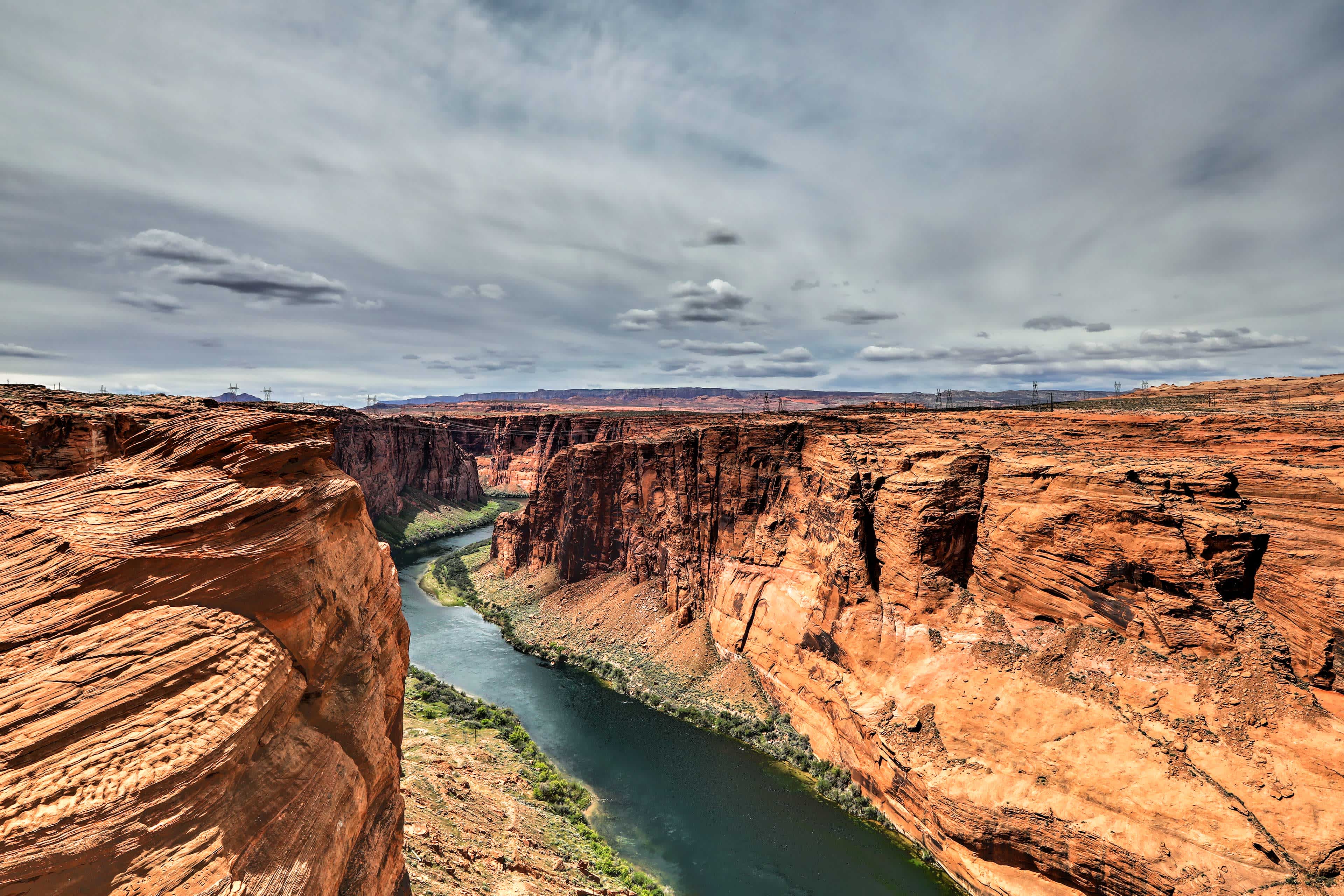 Canyon view with cloudy skies overhead in Page, AZ