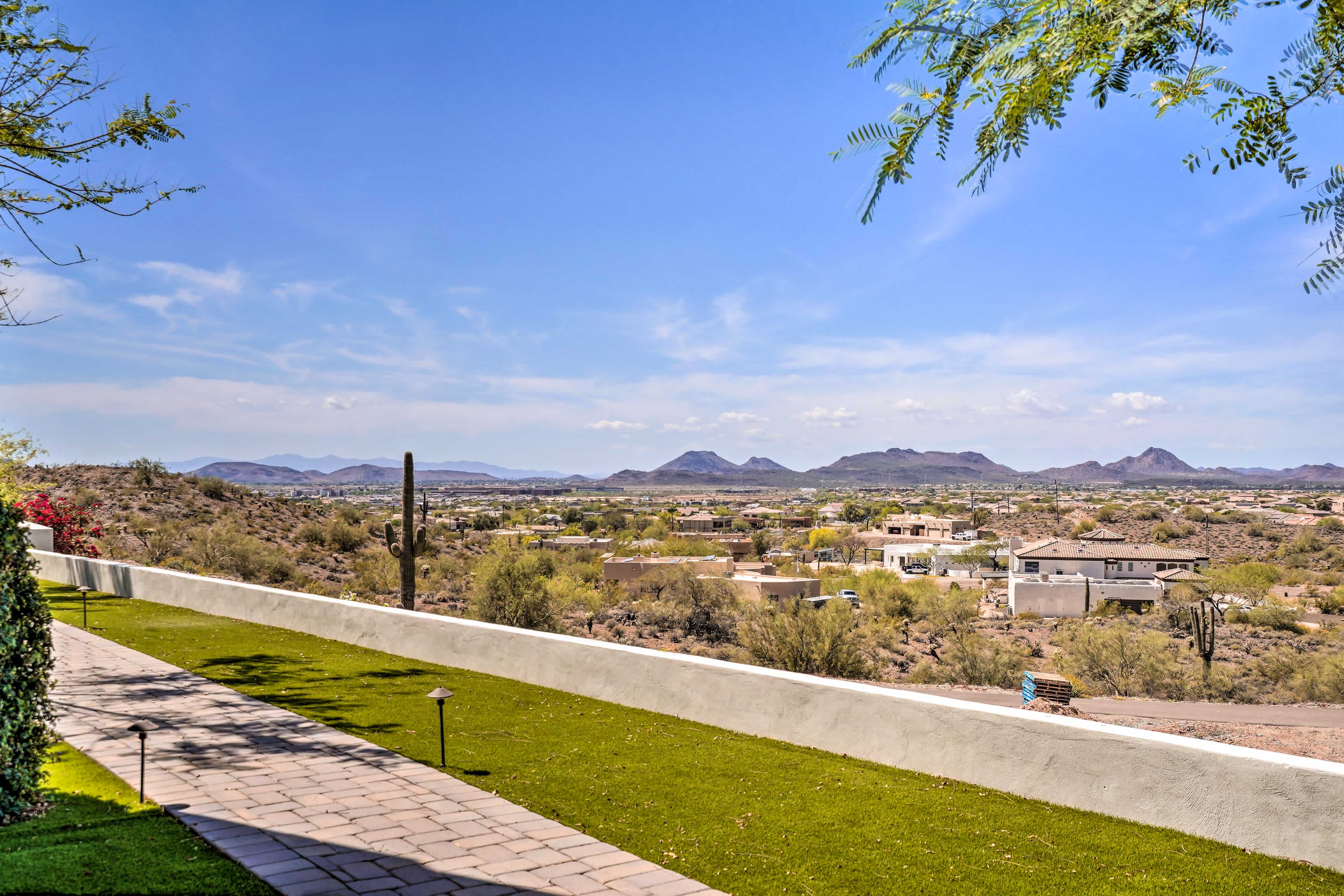 View in Phoenix, AZ with desert landscape in the foreground and a mountain view in the background