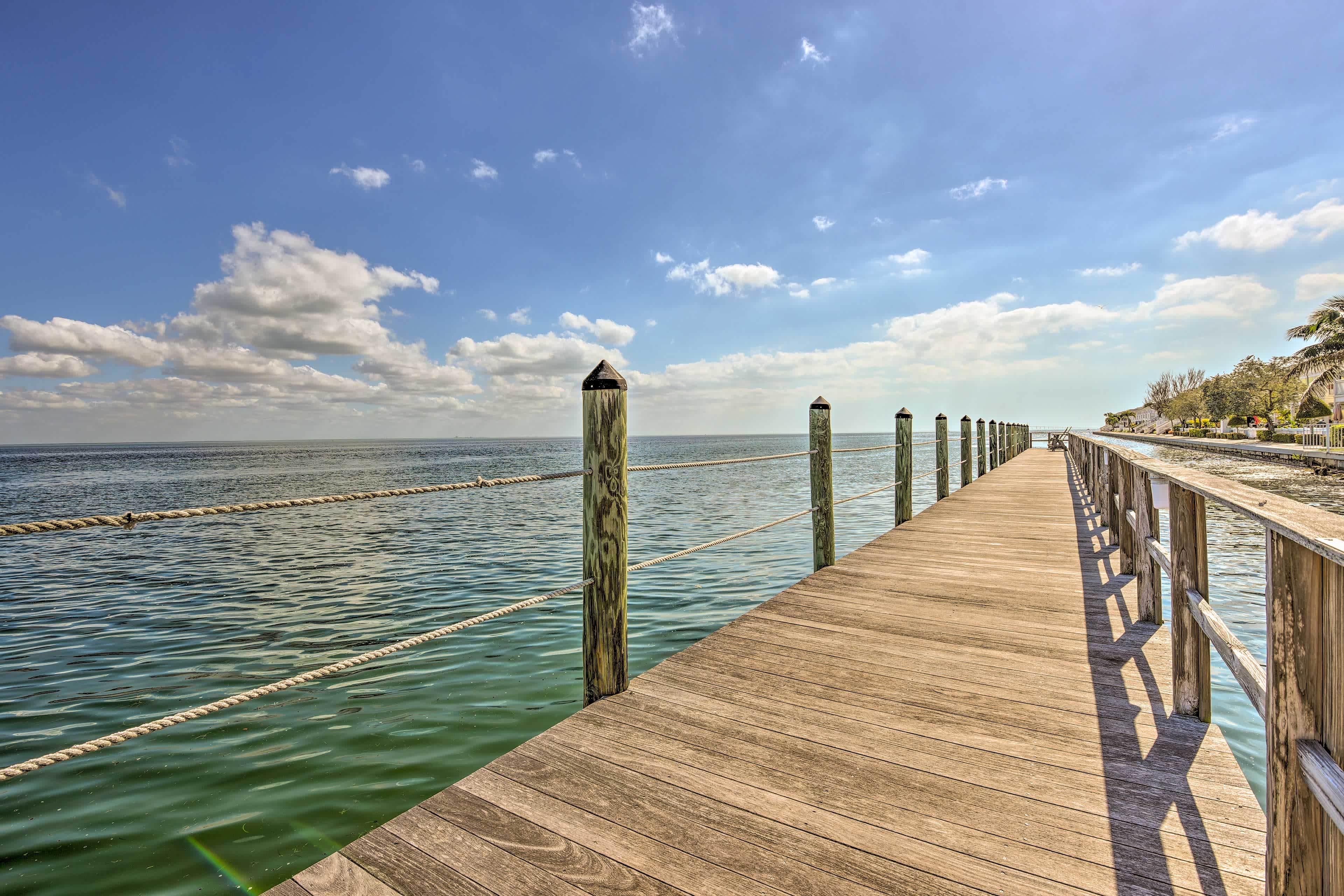 Wooden dock and ocean view in St. Petersburg, FL