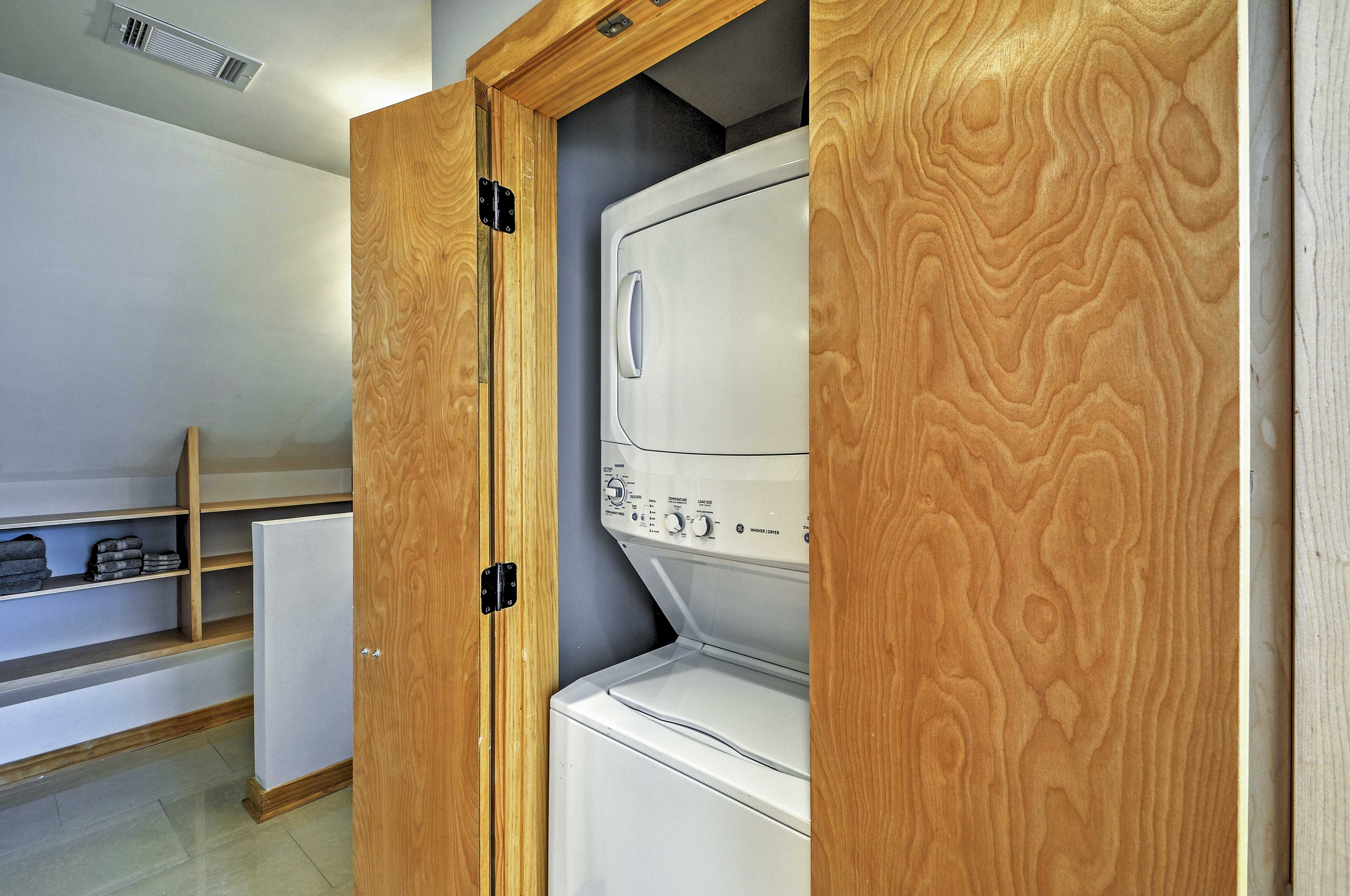 A washer and dryer so you won't have to pack a ton!