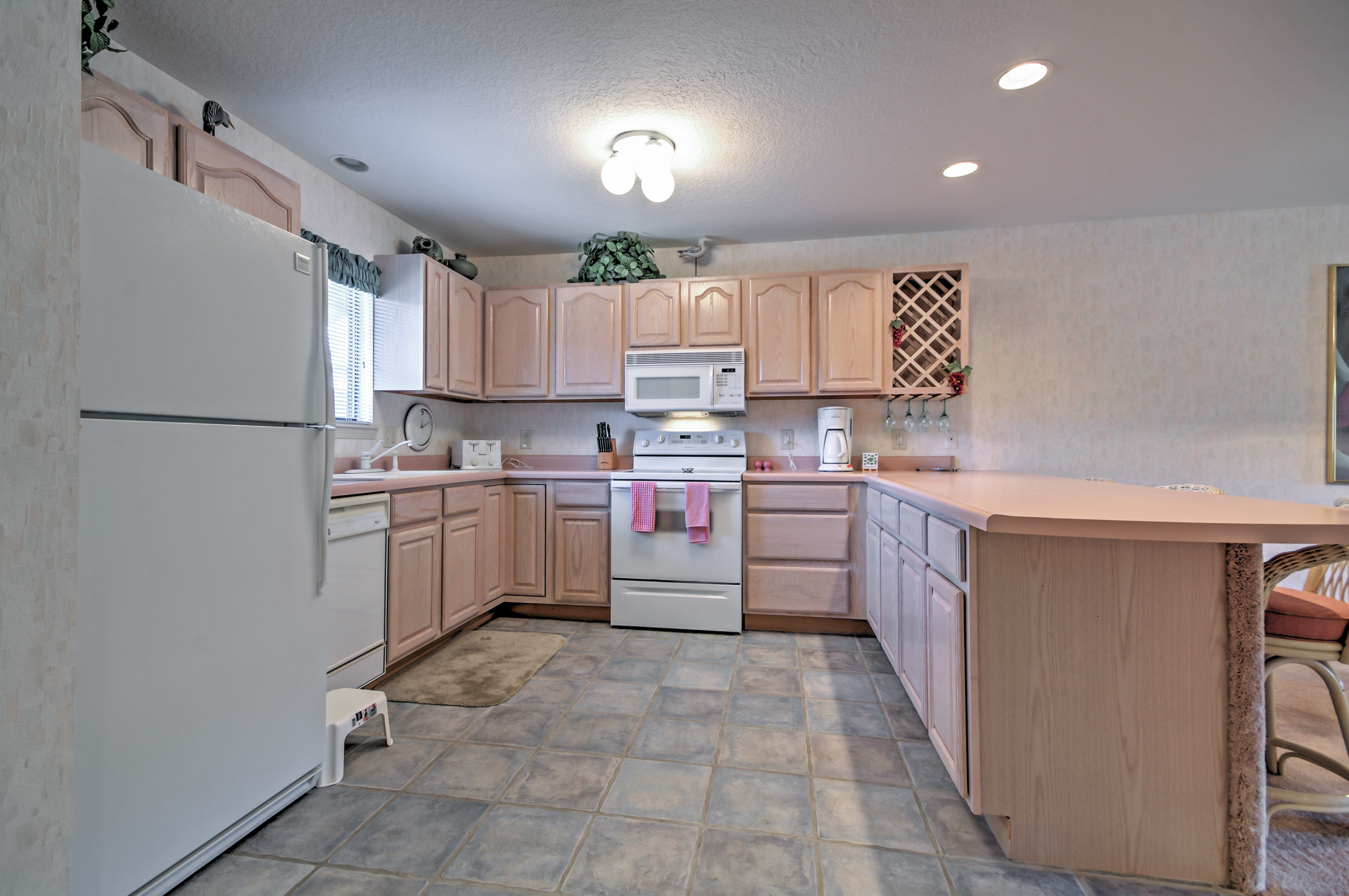 Prepare delicious homecooked meals in the fully equipped kitchen.