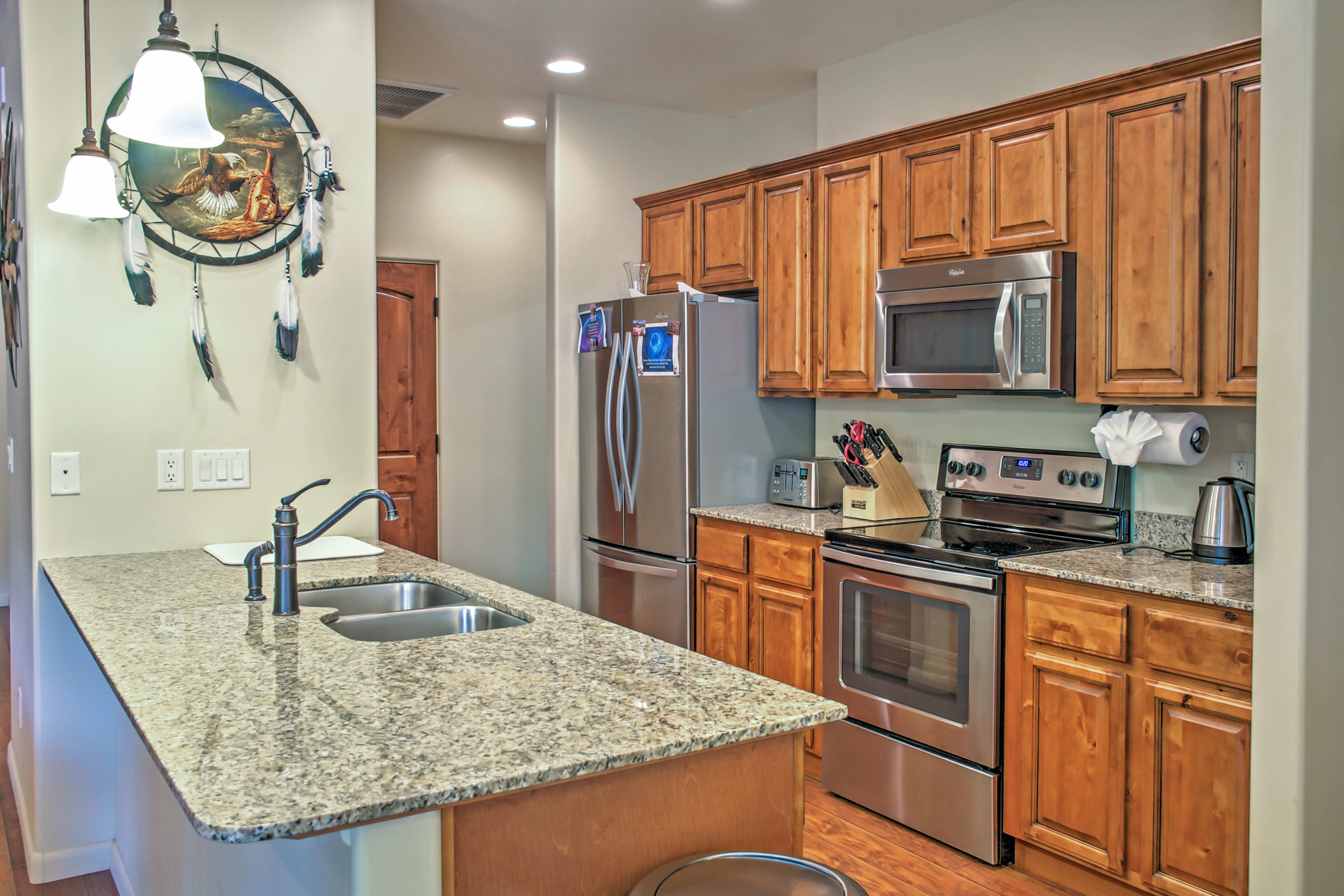 Whip up tasty meals in the fully equipped kitchen.