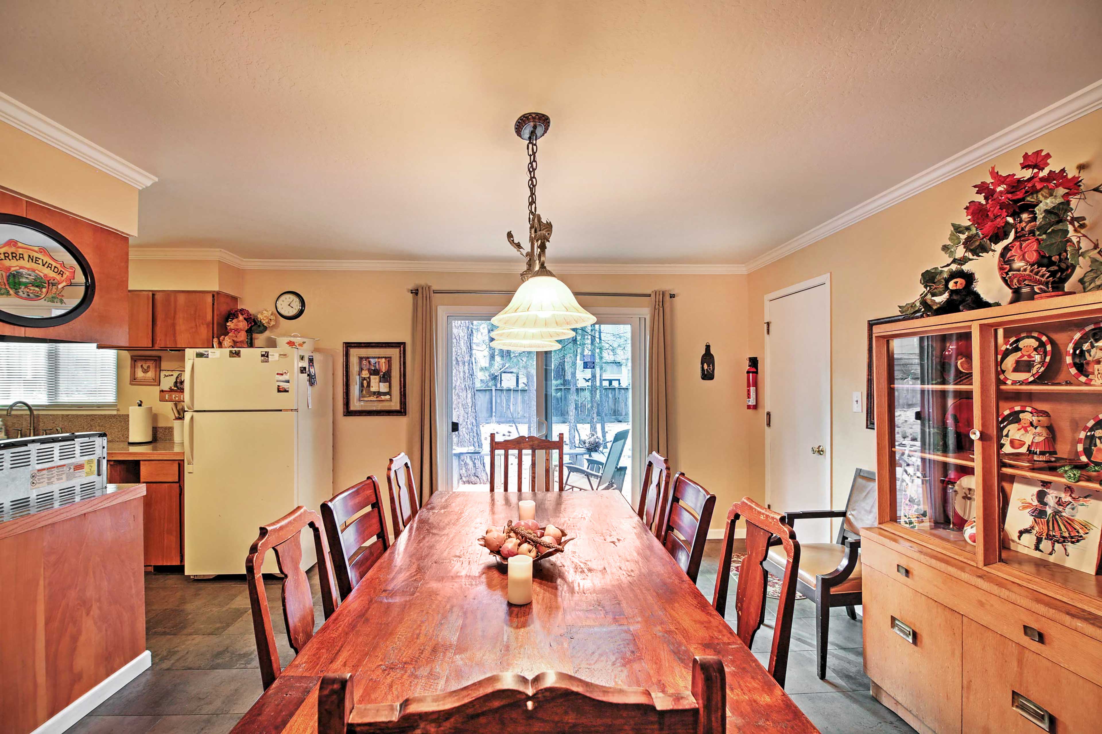 This gorgeous wood dining table has enough seating for everyone!