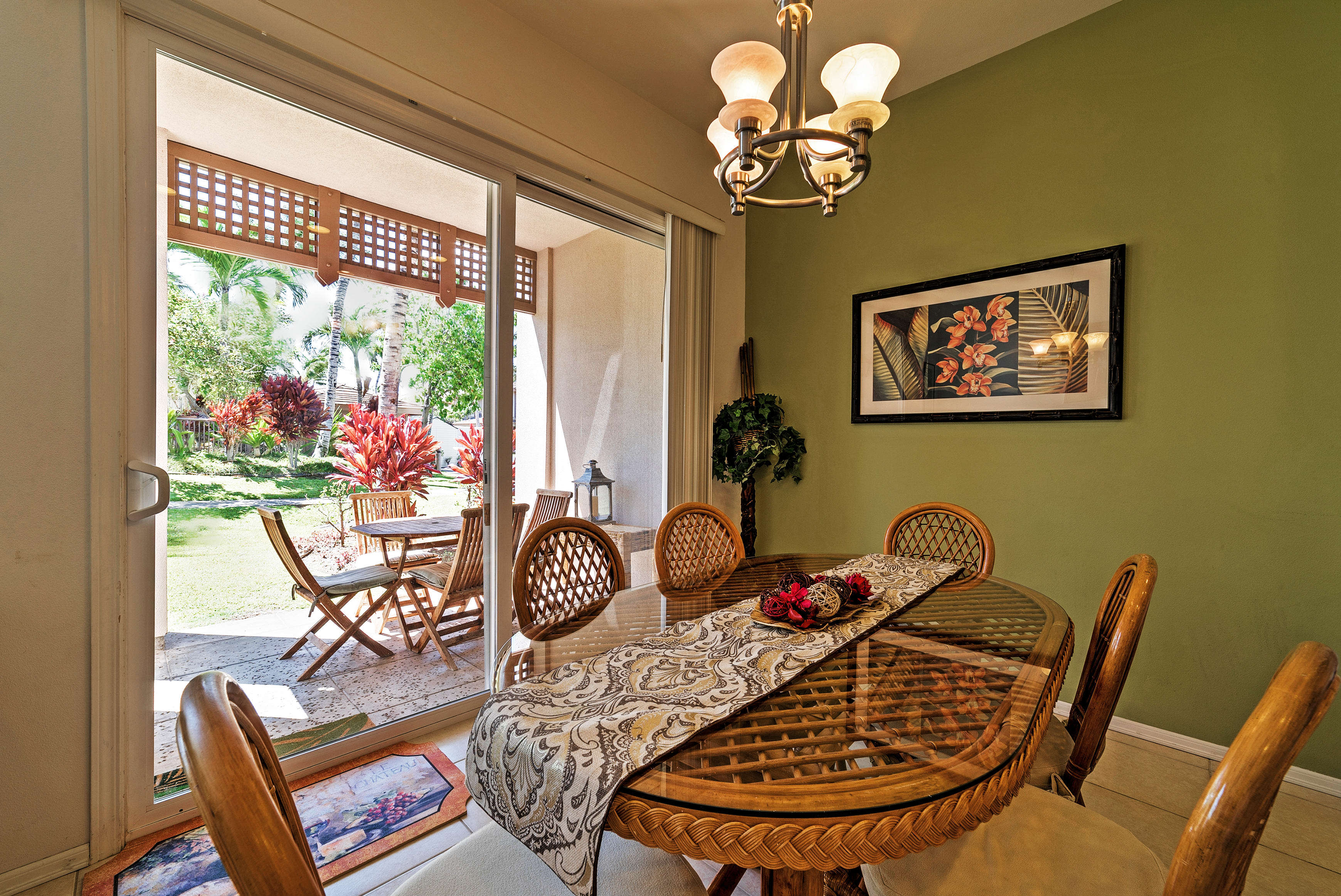 Enjoy your meals at this charming dining table as the sun illuminates the space.