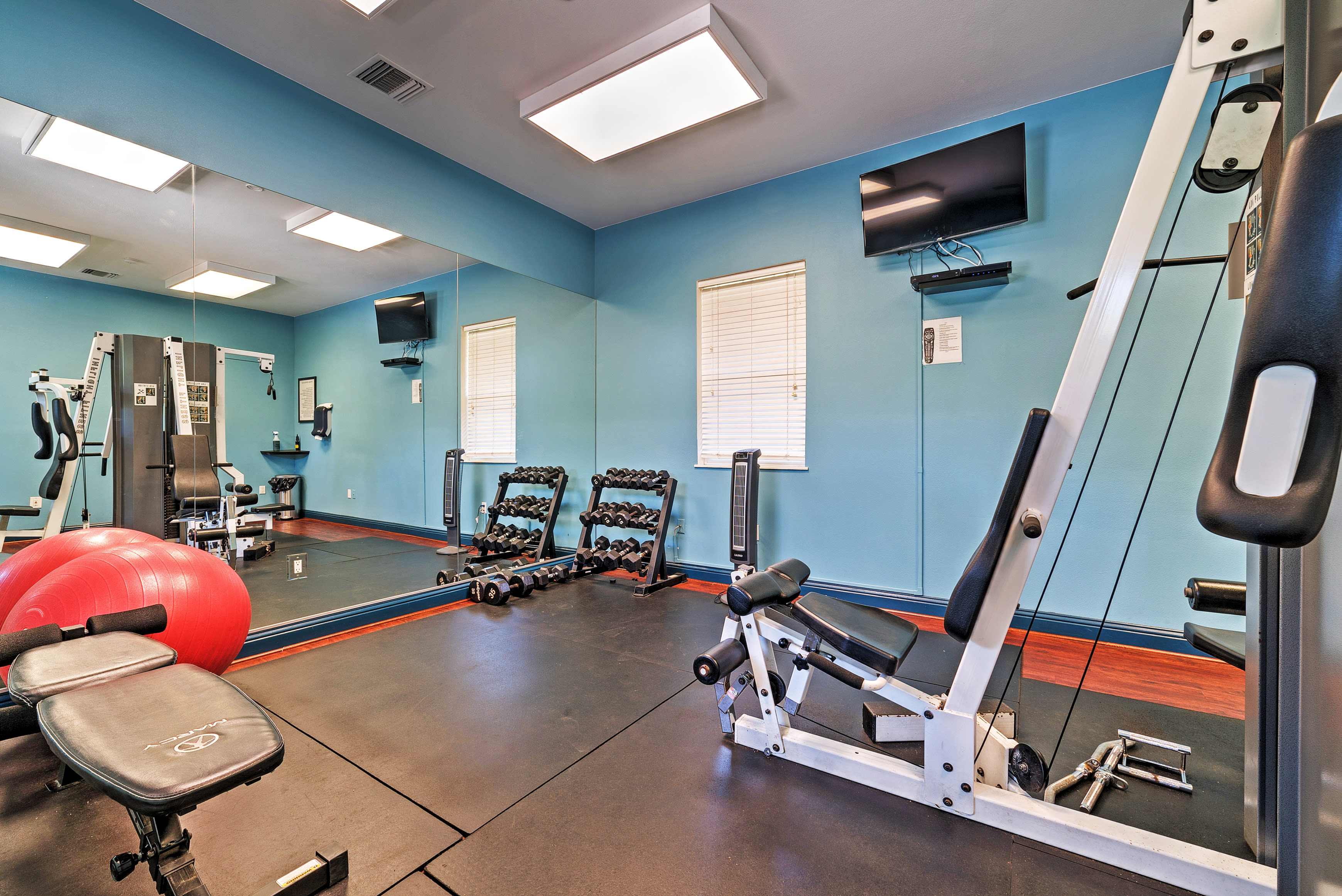 Stay active during your vacation at the community fitness center.