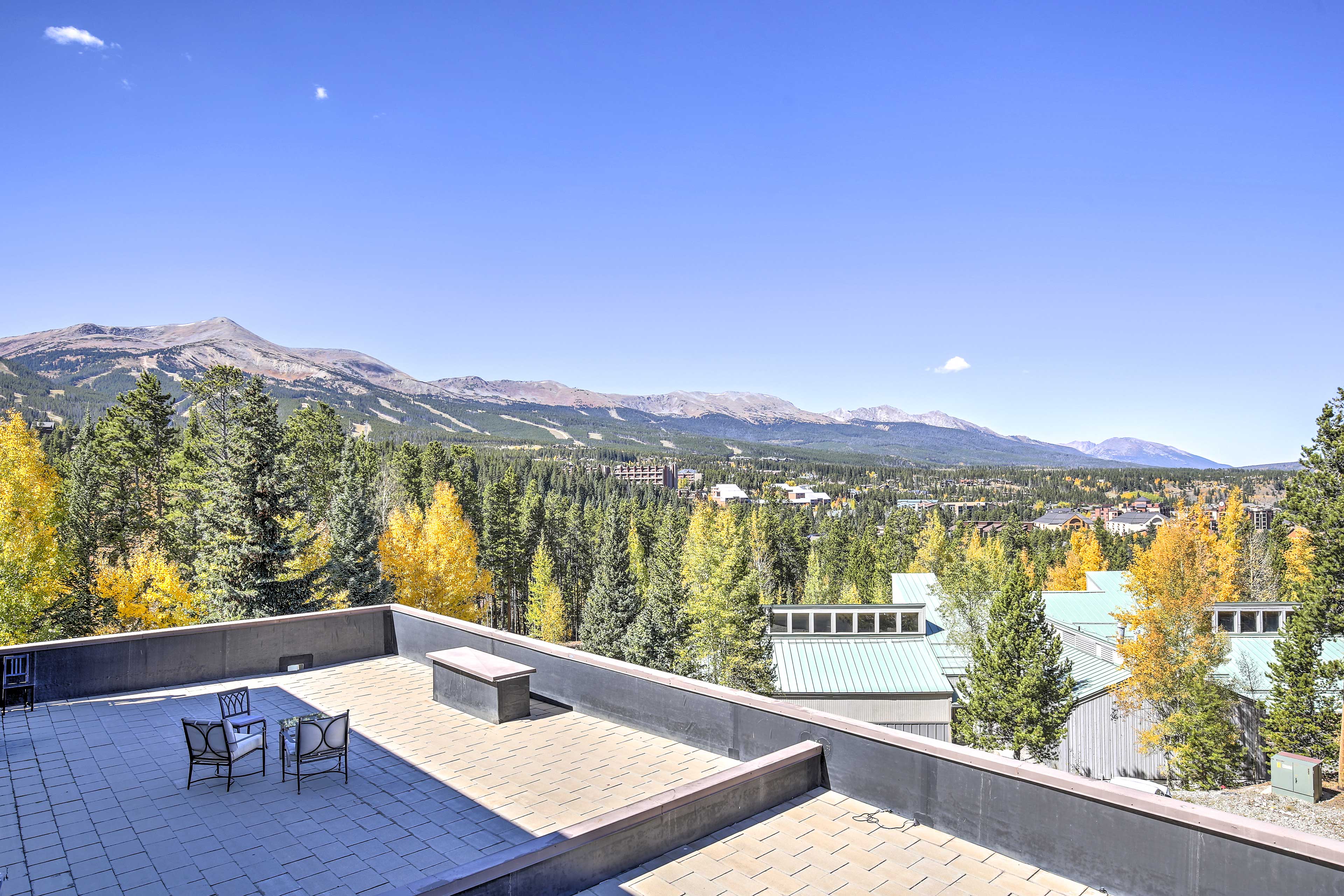 Views of the Ten Mile Range can be admired from this unit's spectacular location