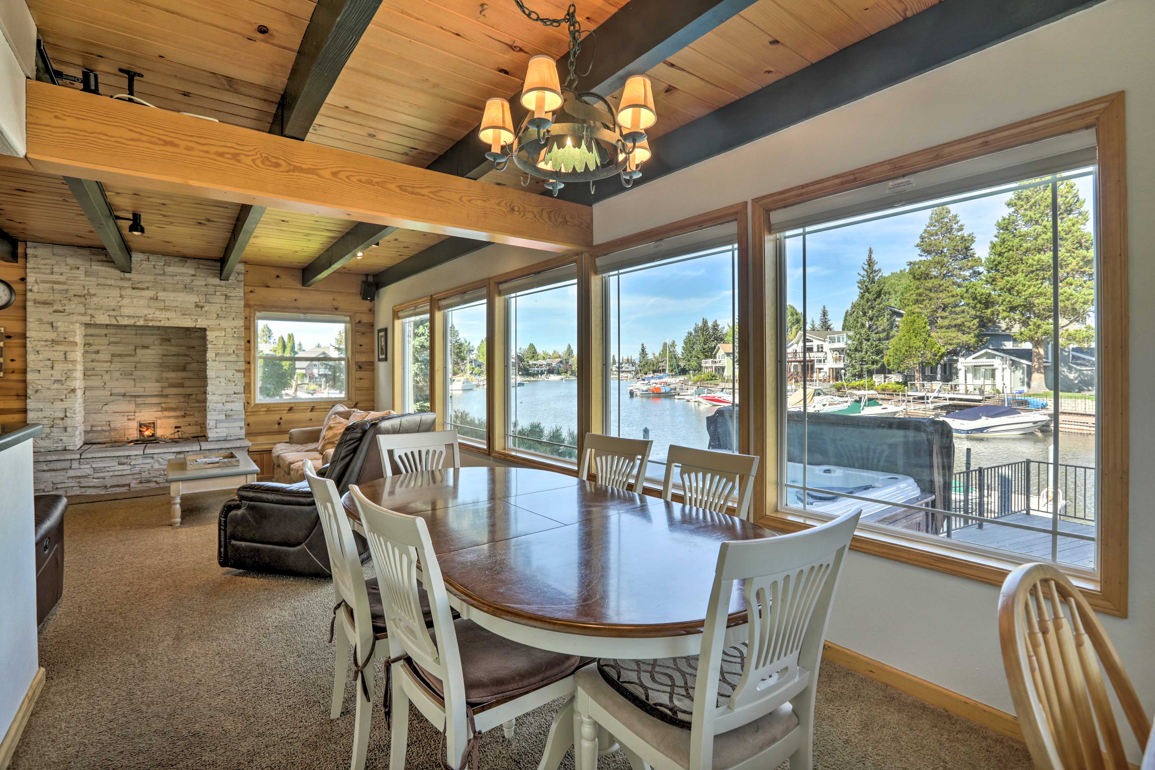 Large windows frame the beautiful views from inside the home.