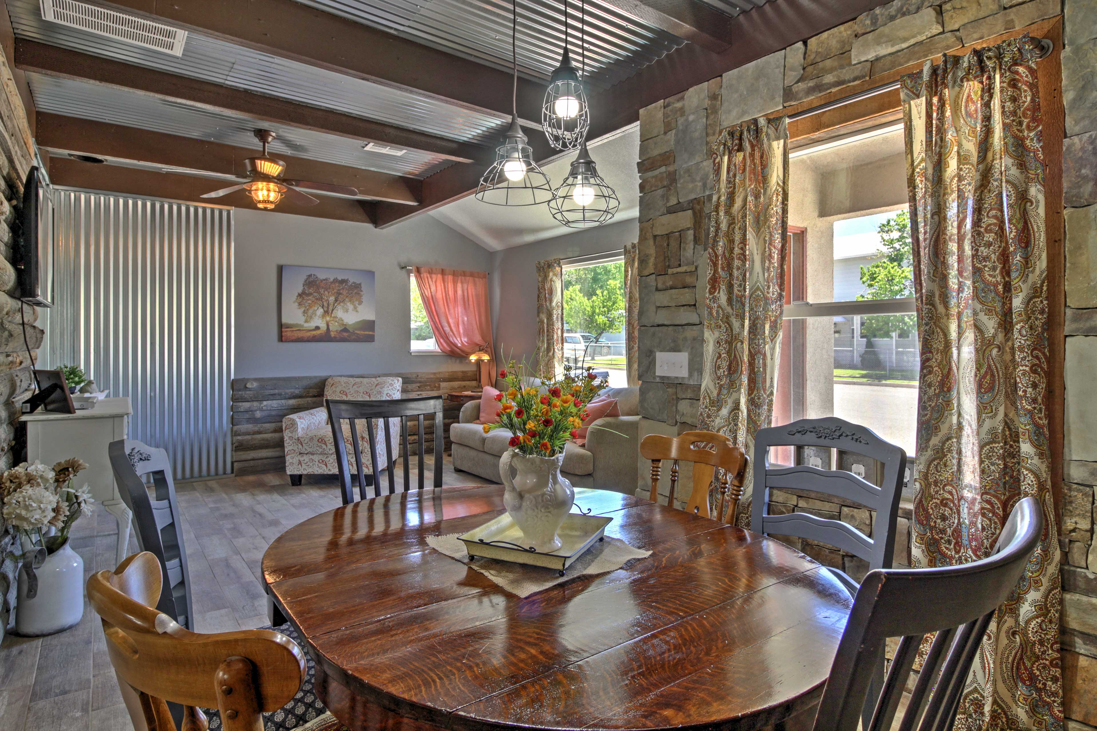 Savor meals at the large 6-person dining room table for the more formal meals.