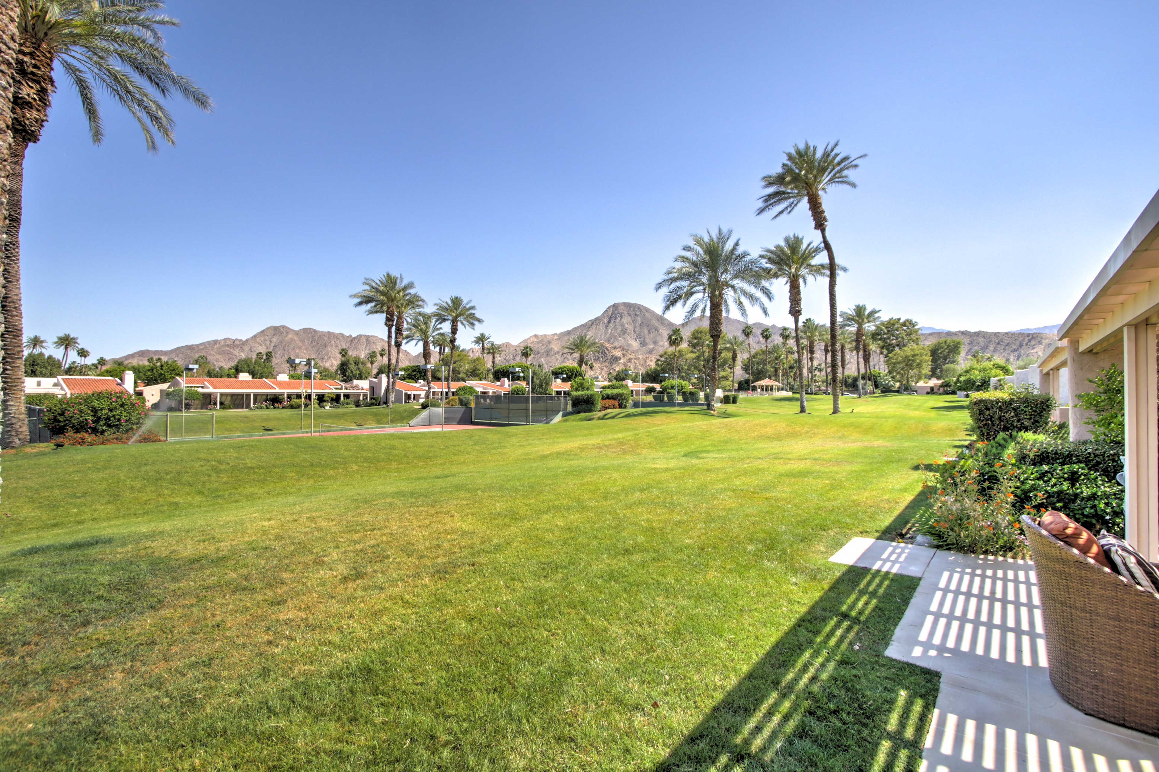 Look out to mountain views from your private patio.