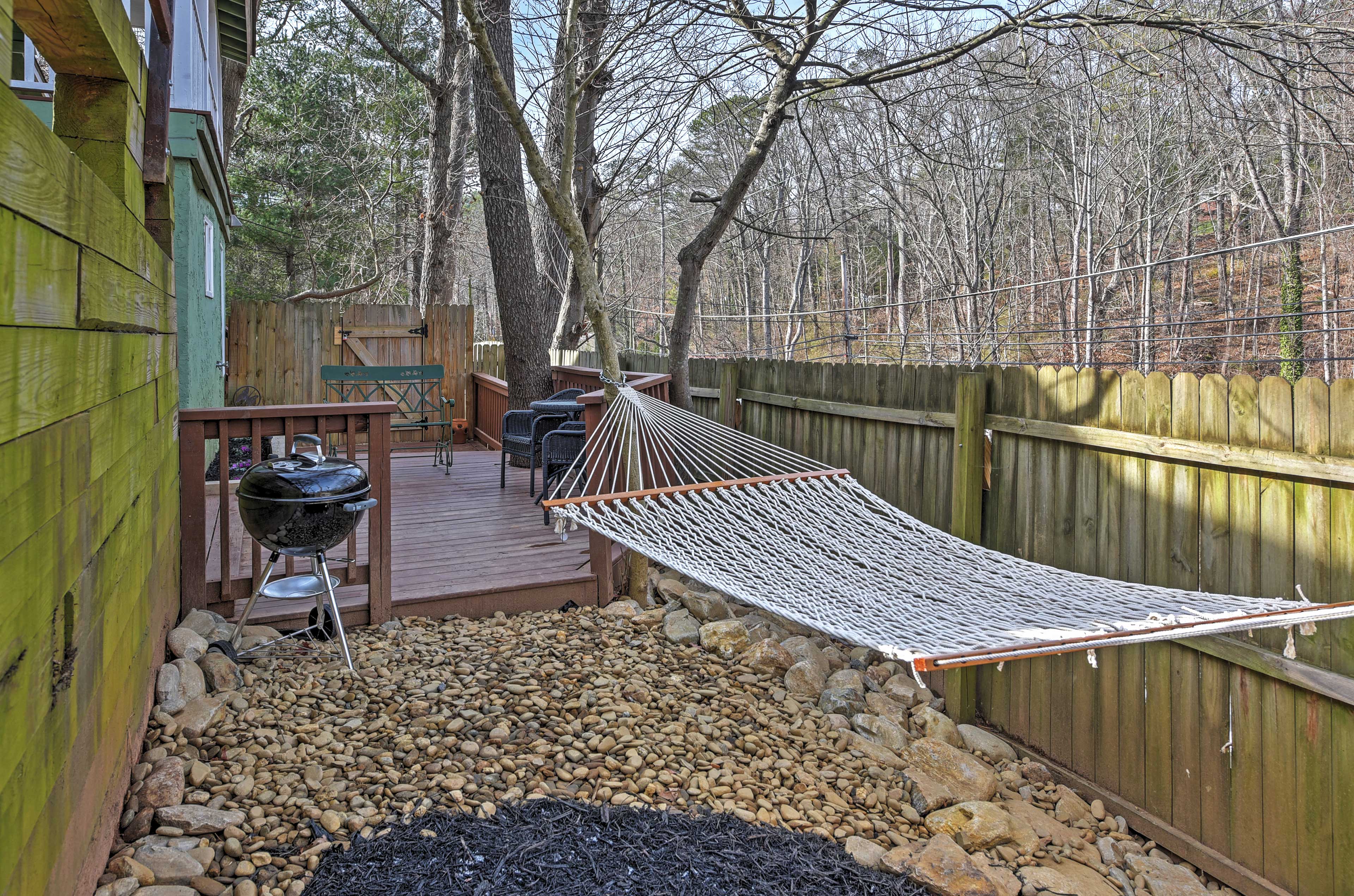 The spacious deck offers a great space to relax in the outdoors.