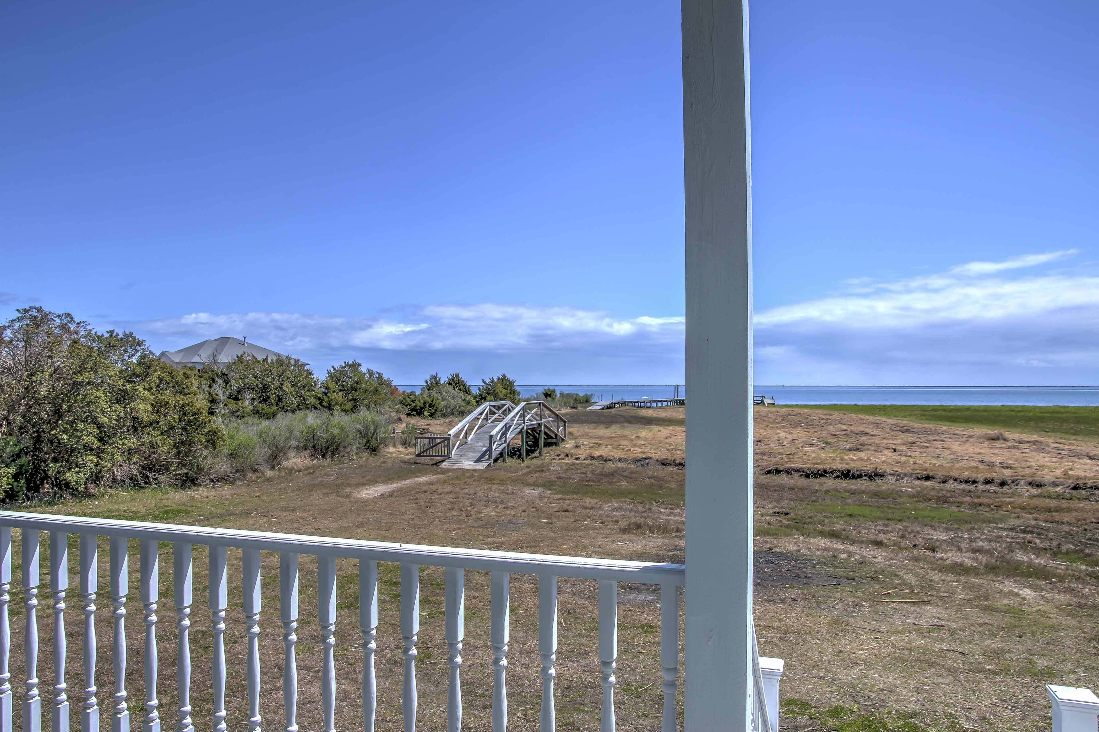 Enjoy views of the Core Sound and Outer Banks from the deck.