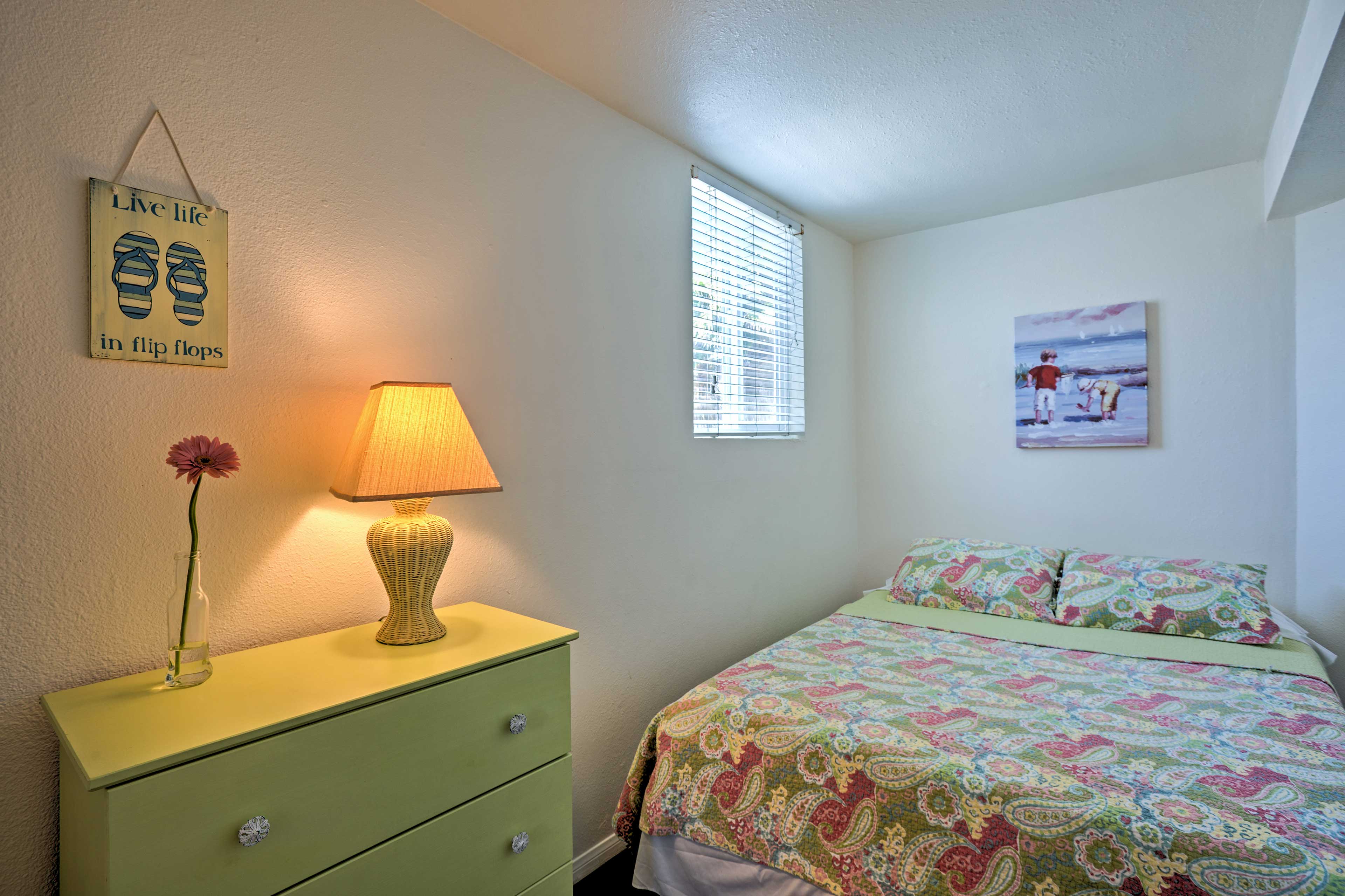 This 3rd bedroom features a queen-bed, perfect for guests who want extra privacy.